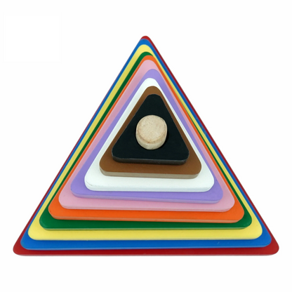 Triangle Stacking Pyramid Tower - 10 Piece Wooden Geometric Puzzle for Toddlers