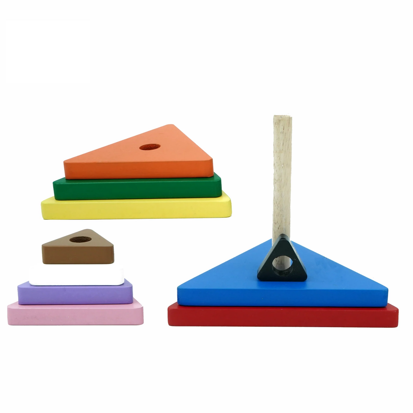 Triangle Stacking Pyramid Tower - 10 Piece Wooden Geometric Puzzle for Toddlers