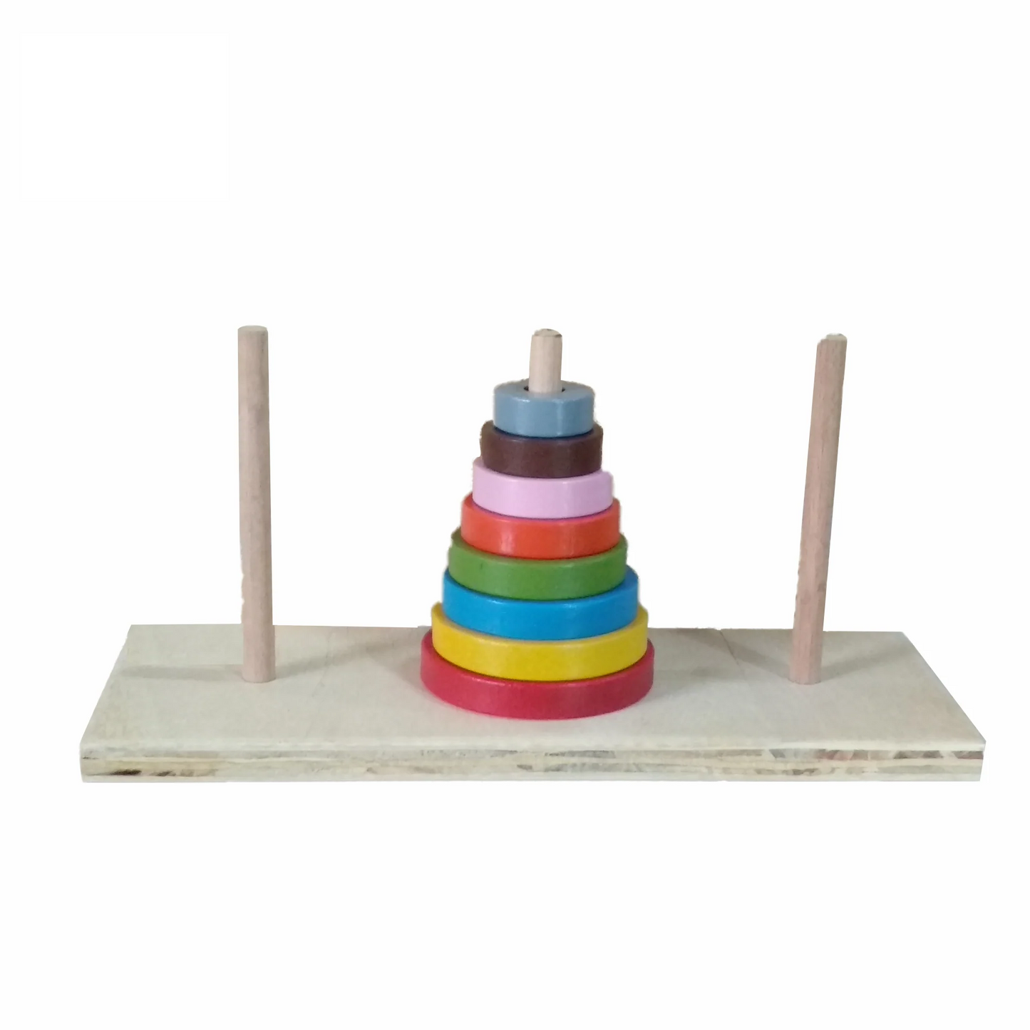 Tower of Hanoi Wooden Puzzle - 3 Peg Brain Teaser Game for Kids & Adults
