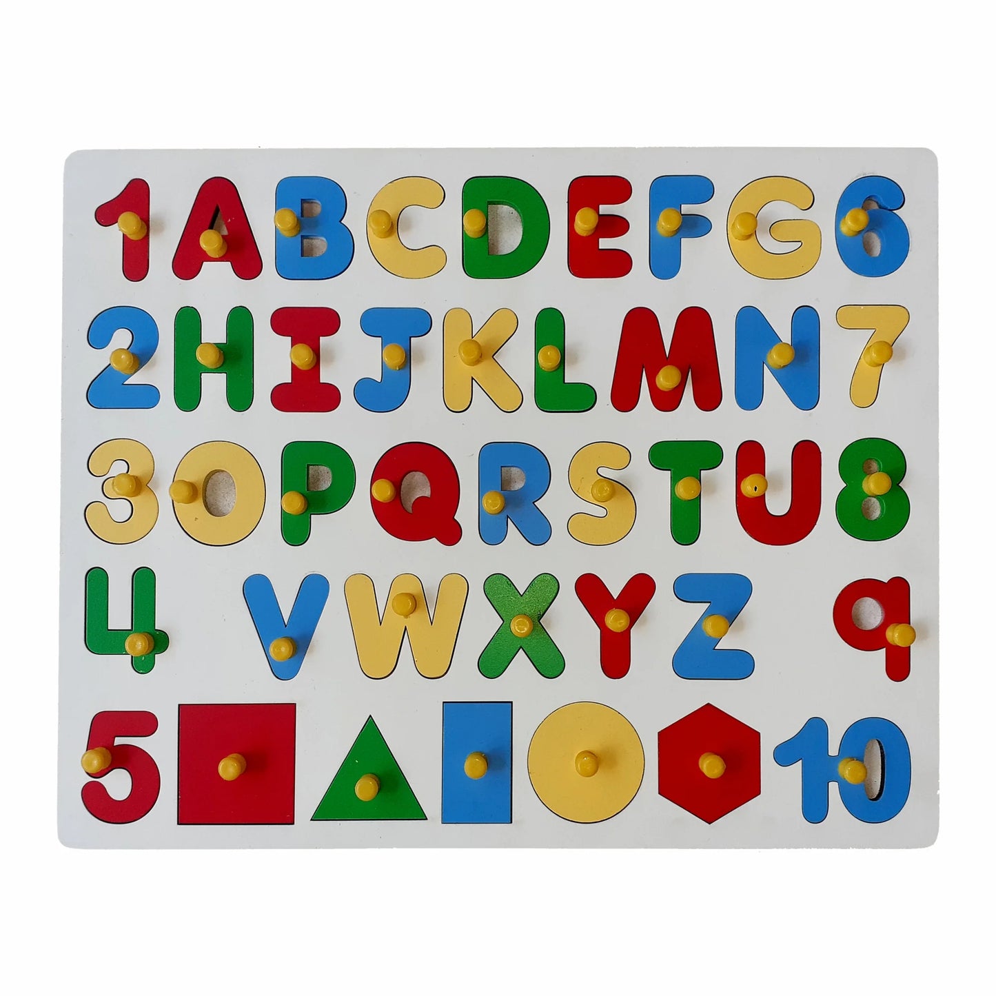 Wooden Alphabet Numbers & Shapes Puzzle Board