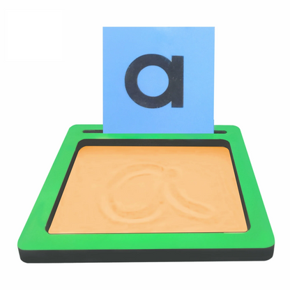 Wooden Sand Writing Tray with Lowercase Letter Cards