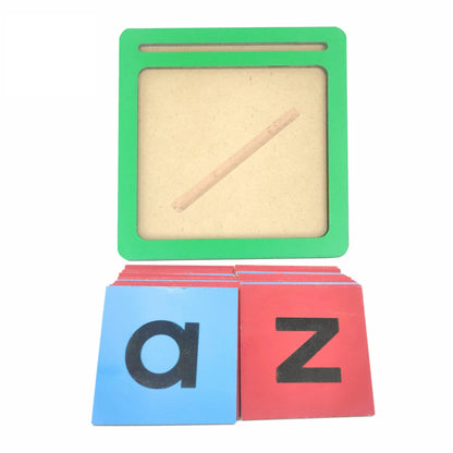 Wooden Sand Writing Tray with Lowercase Letter Cards