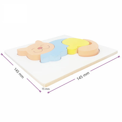 Wooden Cat Raised Puzzle - Mini 4-Piece Animal Puzzle