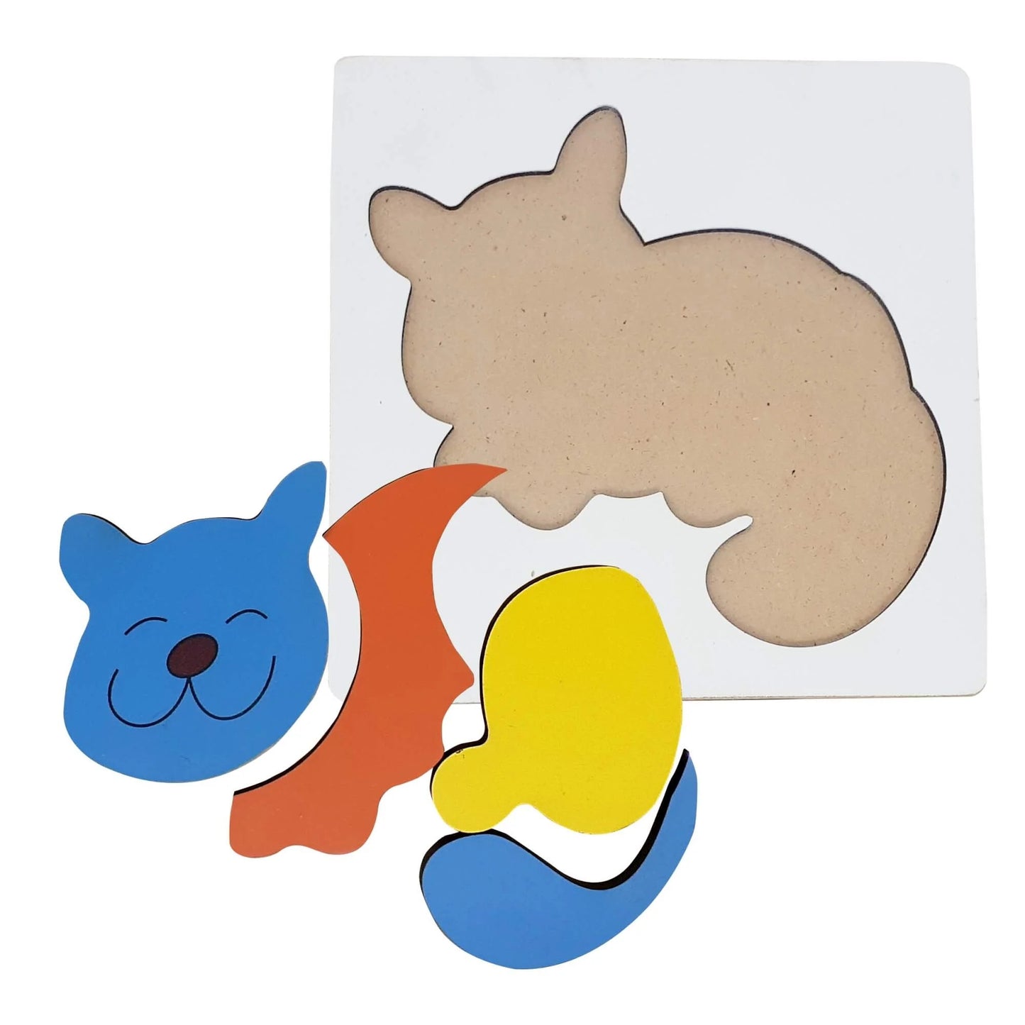 Wooden Cat Raised Puzzle - Mini 4-Piece Animal Puzzle