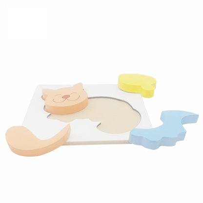 Wooden Cat Raised Puzzle - Mini 4-Piece Animal Puzzle