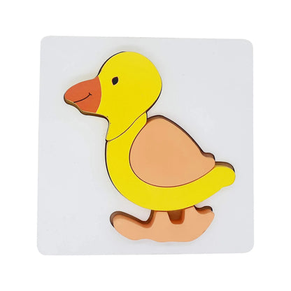 Wooden Duck Raised Puzzle - Mini 4-Piece Animal Puzzle