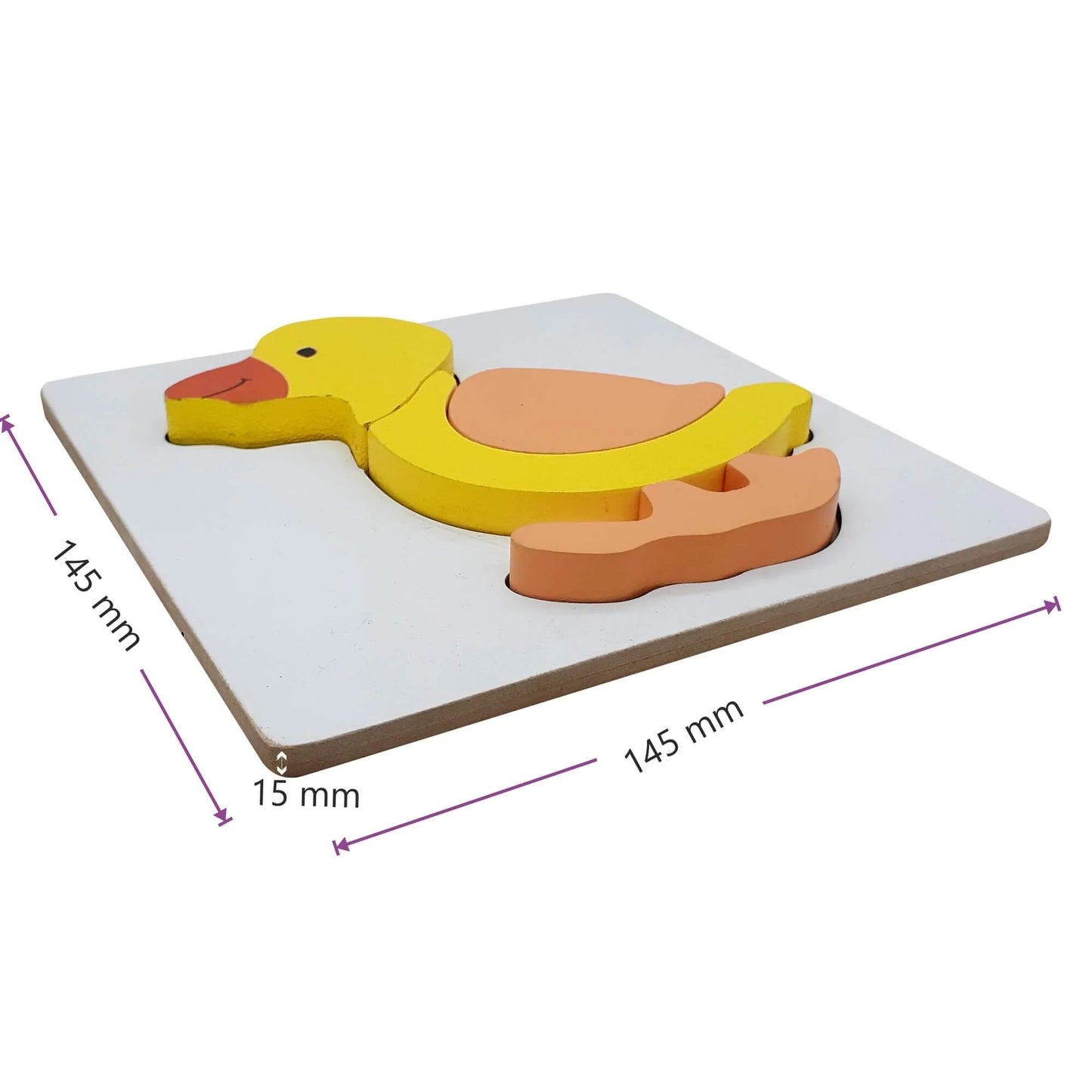 Wooden Duck Raised Puzzle - Mini 4-Piece Animal Puzzle