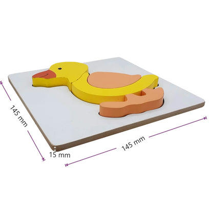 Wooden Duck Raised Puzzle - Mini 4-Piece Animal Puzzle