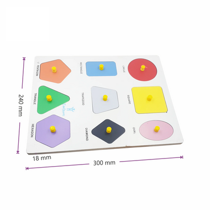 MDF Shapes Learning Puzzle - 9 Geometric Shapes