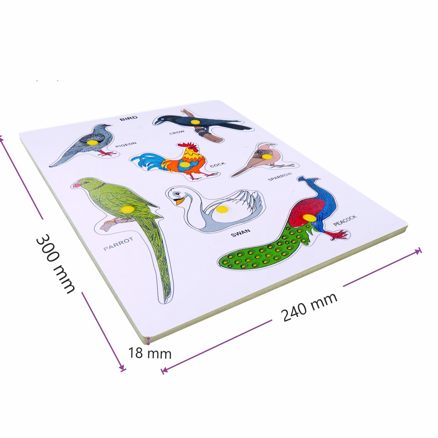 Wooden Bird Puzzle - 7 Birds Identification Toy