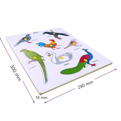 Wooden Bird Puzzle - 7 Birds Identification Toy