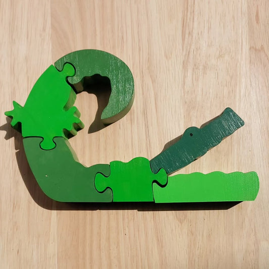 Wooden Crocodile Puzzle - Educational Animal Puzzle