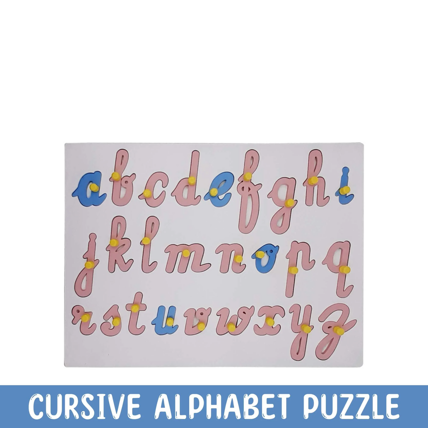 Wooden Cursive Lowercase Alphabet Puzzle a-z