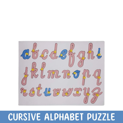 Wooden Cursive Lowercase Alphabet Puzzle a-z