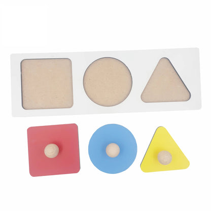 Wooden 3-Shape Matching Puzzle - Circle, Square, Triangle