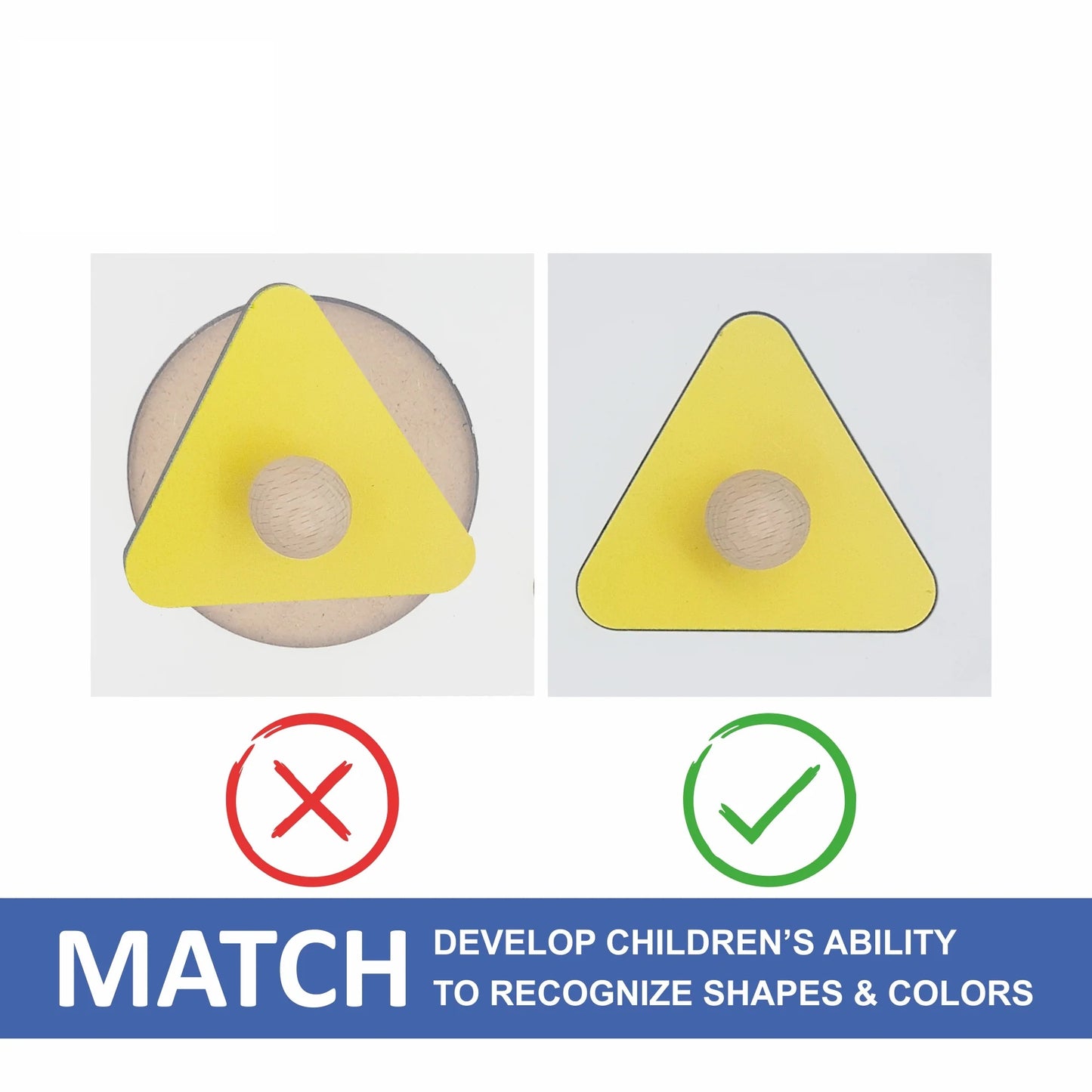 Wooden 3-Shape Matching Puzzle - Circle, Square, Triangle