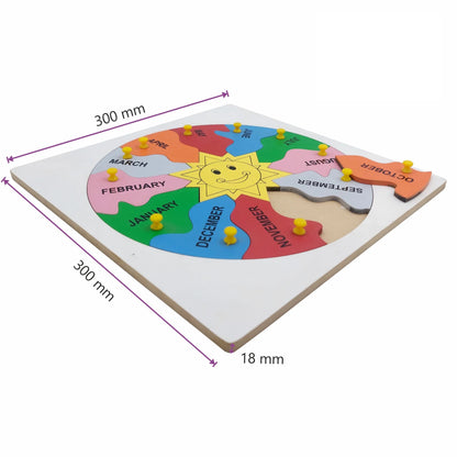 Wooden Months Puzzle - Learn Calendar & Seasons Educational Toy