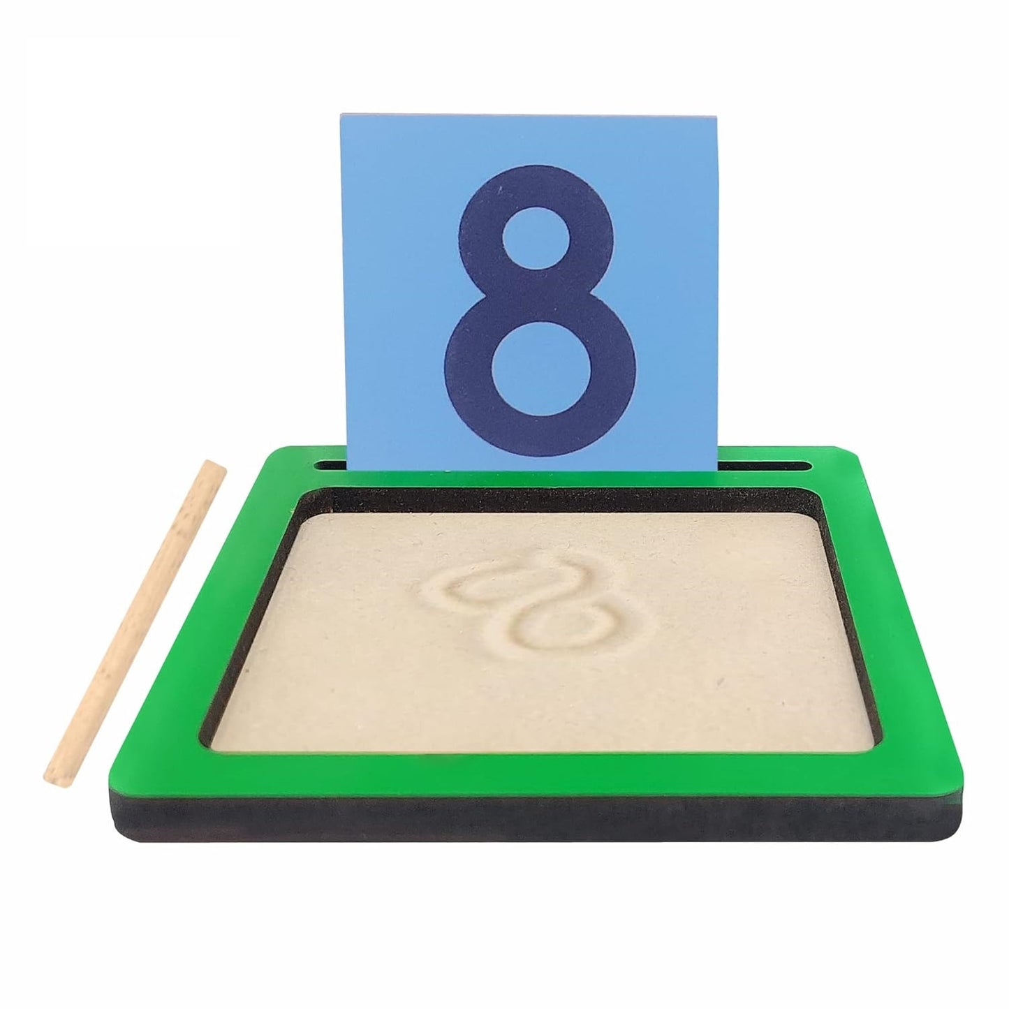 Wooden Sand Writing Tray with Number Cards - Montessori Learning Toy
