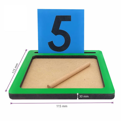 Wooden Sand Writing Tray with Number Cards - Montessori Learning Toy